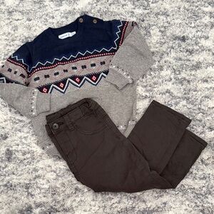 Mayoral Navy and Gray Patterned Kids Sweater Set